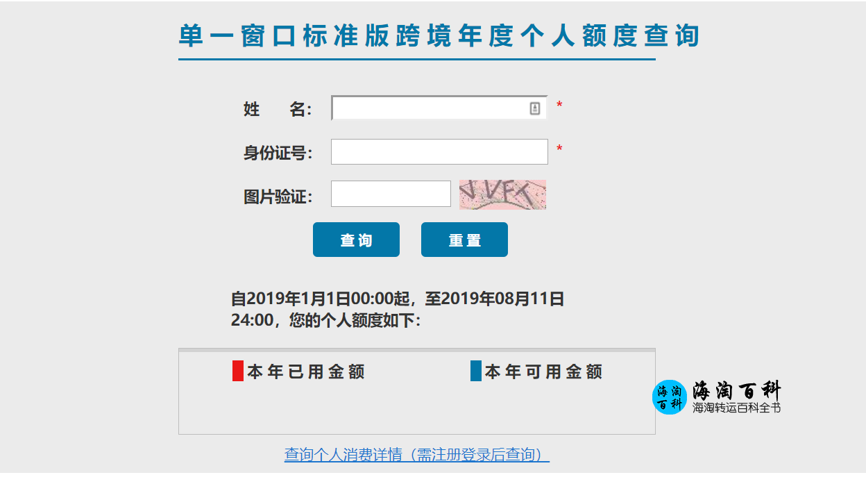 跨境电商年度个人额度查询方式（每人限额26000元/年）